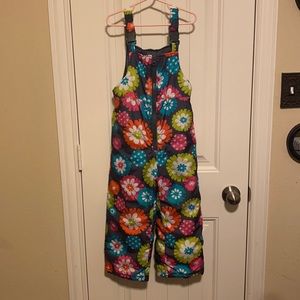Girls Flower Snow Bibs size M 5/6